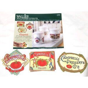 CAMPBELLS SOUP Wallies pre-pasted wallpaper cutouts vintage style labels 21piece